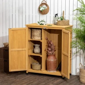 à prix promos OUTSUNNY Armoire De Jardin Sur Pied Table De Rempotage 2 En 1 Sapin Pré-huilé 10