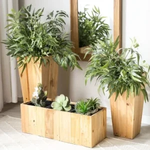 grossiste Beliani Bac à Fleurs En Bois 66x24x24 10