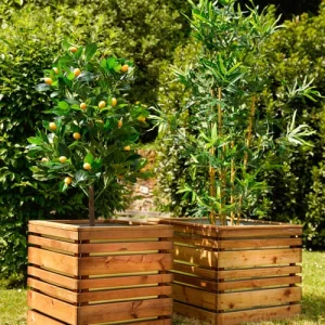 site pas cher Jardipolys Bac à Fleurs En Bois Teinté Marron L-60cm 12