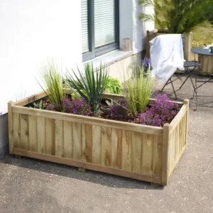 site pas cher Jardipolys Bac à Fleurs Rectangle En Bois De Pin L140cm 9