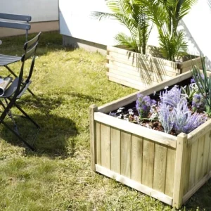 site pas cher Jardipolys Bac à Fleurs Rectangle En Bois De Pin L140cm 13