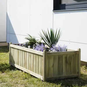 site pas cher Jardipolys Bac à Fleurs Rectangle En Bois De Pin L140cm 15