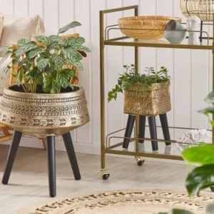 à prix d'occasion Beliani Cache-pot D’extérieur En Matériaux Synthétiques Doré H51 10