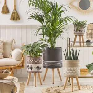 Couleurs variées Beliani Cache-pot D’extérieur En Matériaux Synthétiques Noir H55 10