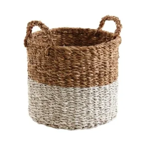 Service Clients Dédié Aubry Gaspard Cache-pots Ronds En Jonc De Mer Naturel Et Teinté Blanc (lot De 3) 6