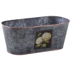garantie de qualité Aubry Gaspard Corbeille Ovale En Métal Patiné Gris Hortensia 13