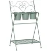 mode pas cher OUTSUNNY Étagère à Fleurs Pliable 2 Niveaux Style Rural Chic 3 Pots De Fleurs 5