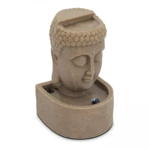 à prix réduits Oviala Fontaine Bouddha Pierre Reconstituée LED Beige 10