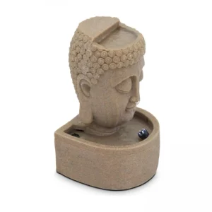 à prix réduits Oviala Fontaine Bouddha Pierre Reconstituée LED Beige 12