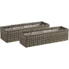 Boutique Aubry Gaspard Jardinière Rectangulaire En Rotin Synthétique (lot De 2) 13