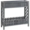 acheter en ligne OUTSUNNY Jardinière Sur Pied Avec étagère Barrière – Bois Sapin Gris 5