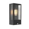 mode QAZQA Lampe à Détecteur Extérieur En Acier Inoxydable Noir 19
