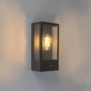 meilleur service QAZQA Lampe à Détecteur Extérieur En Acier Inoxydable Noir 12