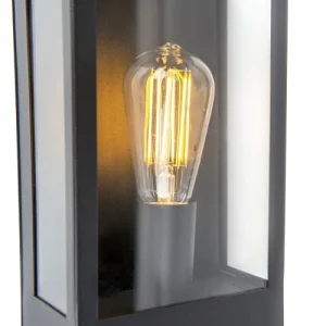 meilleur service QAZQA Lampe à Détecteur Extérieur En Acier Inoxydable Noir 16
