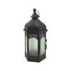 Mobili Rebecca Lanterne Ethnique 16x14x32 Cm En Métal Et Verre Noir Et Vert mode pas chere 13