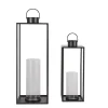 pas cher Maisons Du Monde Lanternes D’extérieur En Verre Et Métal Noir (x2) H70 22