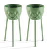 Oviala Lot De 2 Caches Pots En Métal Vert Cactus grand choix 7