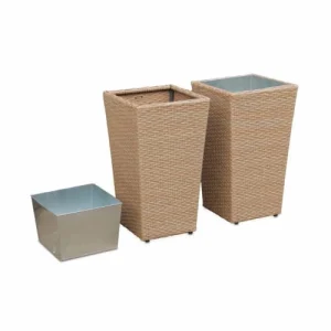 magasins pour Alice’s Garden Lot De 2 Pots De Fleurs Résine Tressée Naturelle H60cm 12