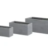 grande qualité Beliani Lot De 3 Jardinières Grises Rectangulaires 50×23 22
