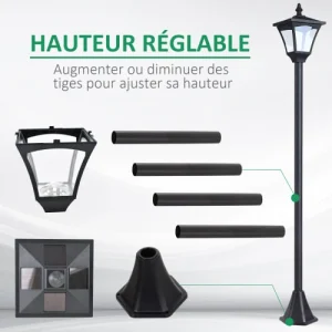 prix pas cher HOMCOM Luminaire Extérieur Solaire 14
