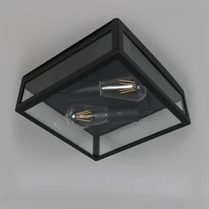 a Prix Discount QAZQA Plafonnier Extérieur En Acier Inoxydable Noir 10