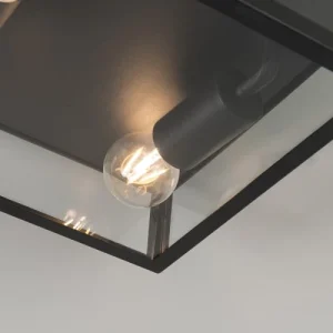 a Prix Discount QAZQA Plafonnier Extérieur En Acier Inoxydable Noir 14