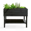Oviala Potager En Bois Rectangulaire Sur Pied Gris grand choix 13