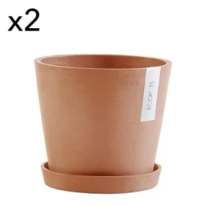 vente en ligne pas cher Ecopots Pots De Fleurs Avec Soucoupe Terracotta D20 – Lot De 2 10