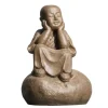 De Qualité Wanda Collection Statue Moine Shaolin Pensif Brun H80 Cm 5