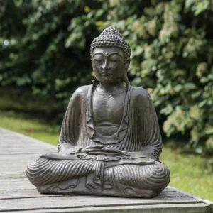 Wanda Collection Statuette Bouddha Assis Position Offrande Brun H42 Cm prix abordable 9