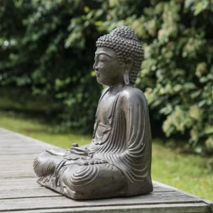 Wanda Collection Statuette Bouddha Assis Position Offrande Brun H42 Cm prix abordable 11