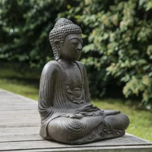 Wanda Collection Statuette Bouddha Assis Position Offrande Brun H42 Cm prix abordable 15