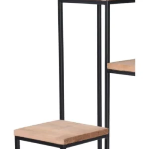 des prix incroyables Wadiga Support Pots Plantes étagé En Métal Noir Et Plateaux Bois 7