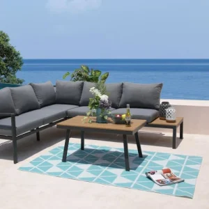 RED DECO Tapis D’extérieur Réversible Bleu 180x90cm mode 10