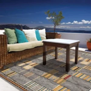 soldes ligne Gino Falcone Tapis D’extérieur Tissé Plat – Gris Doré 120×180 Cm 10