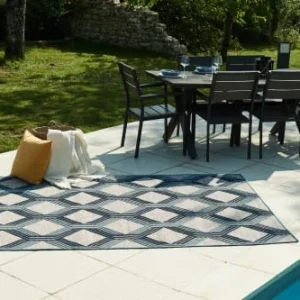 grand choix Nazar Tapis Extérieur Motif Géométrique Bleu – 120×160 12