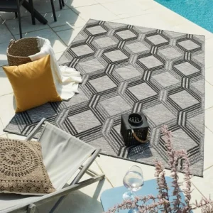 à prix d'occasion Nazar Tapis Extérieur Motif Géométrique Gris Et Anthracite – 200×290 8