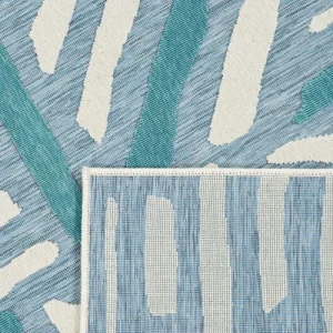 Nazar Tapis Extérieur Rayé Bleu Et Turquoise – 200X290 site en ligne 10