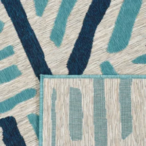 soldes en ligne Nazar Tapis Petite Taille Extérieur Rayé Bleu Et Gris – 70×140 10